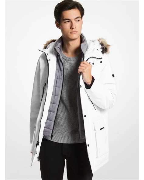 faux fur michael kors men|Benson Faux Fur Trim Woven Parka .